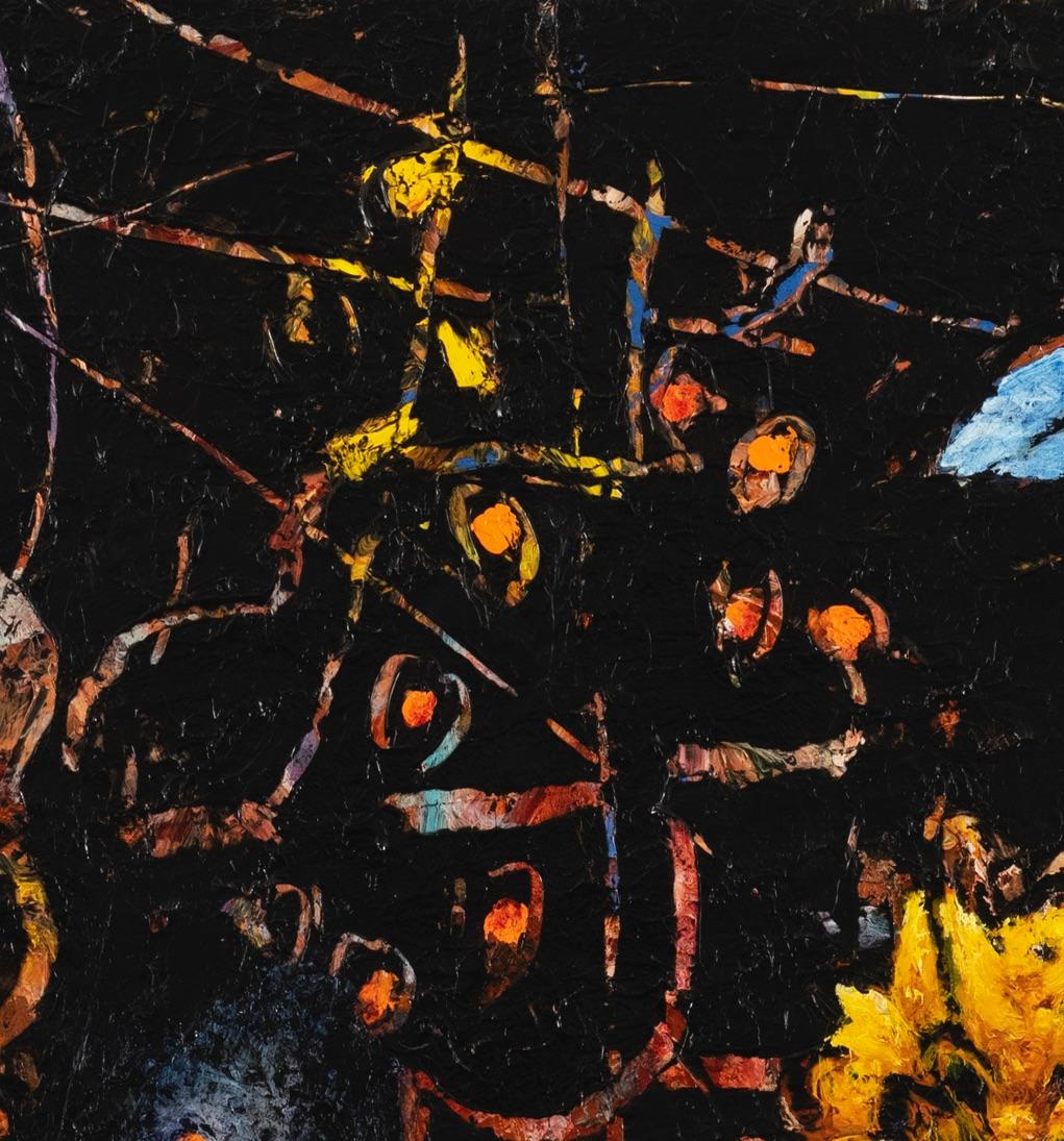 b. 1942, Elgin, OK

Jim Waid crée des mondes abstraits saturés de couleurs, recouverts de marques, remplis de rythme et de mouvement, et dotés d'une texture complexe.  Ses toiles contiennent à peine le paysage qui y est peint ; luxuriantes de