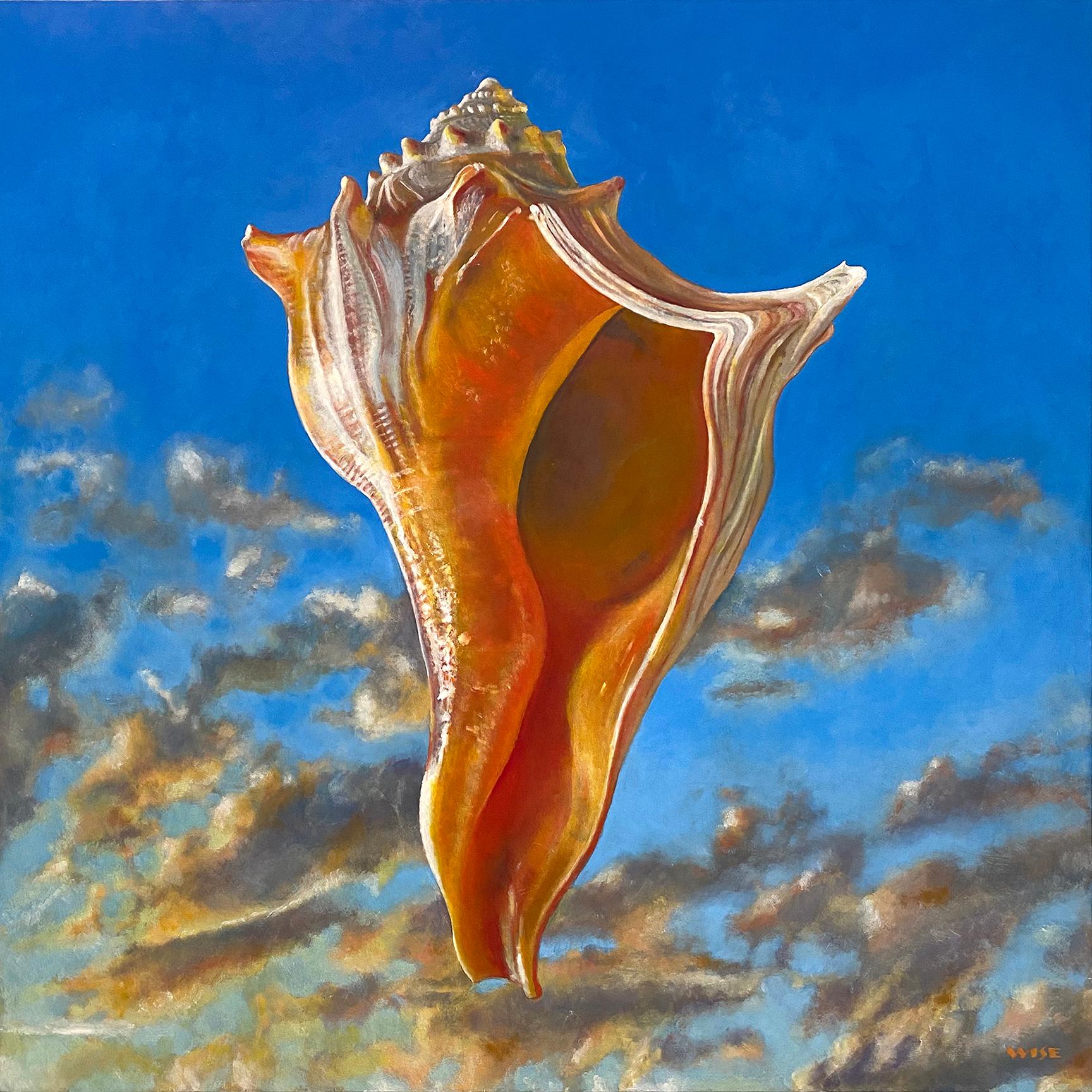 Jim Wise Still-Life Painting - "Arcanum" - shell painting - skyscape - realism - Georgia O'Keeffe