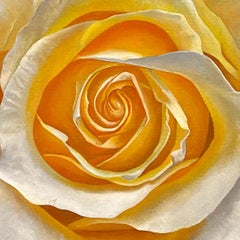 "Mandala for Wisdom" - floral painting - stripes - realism - Georgia O'Keeffe