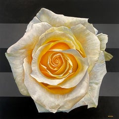 "Mandala for Wisdom" - floral painting - stripes - realism - Georgia O'Keeffe