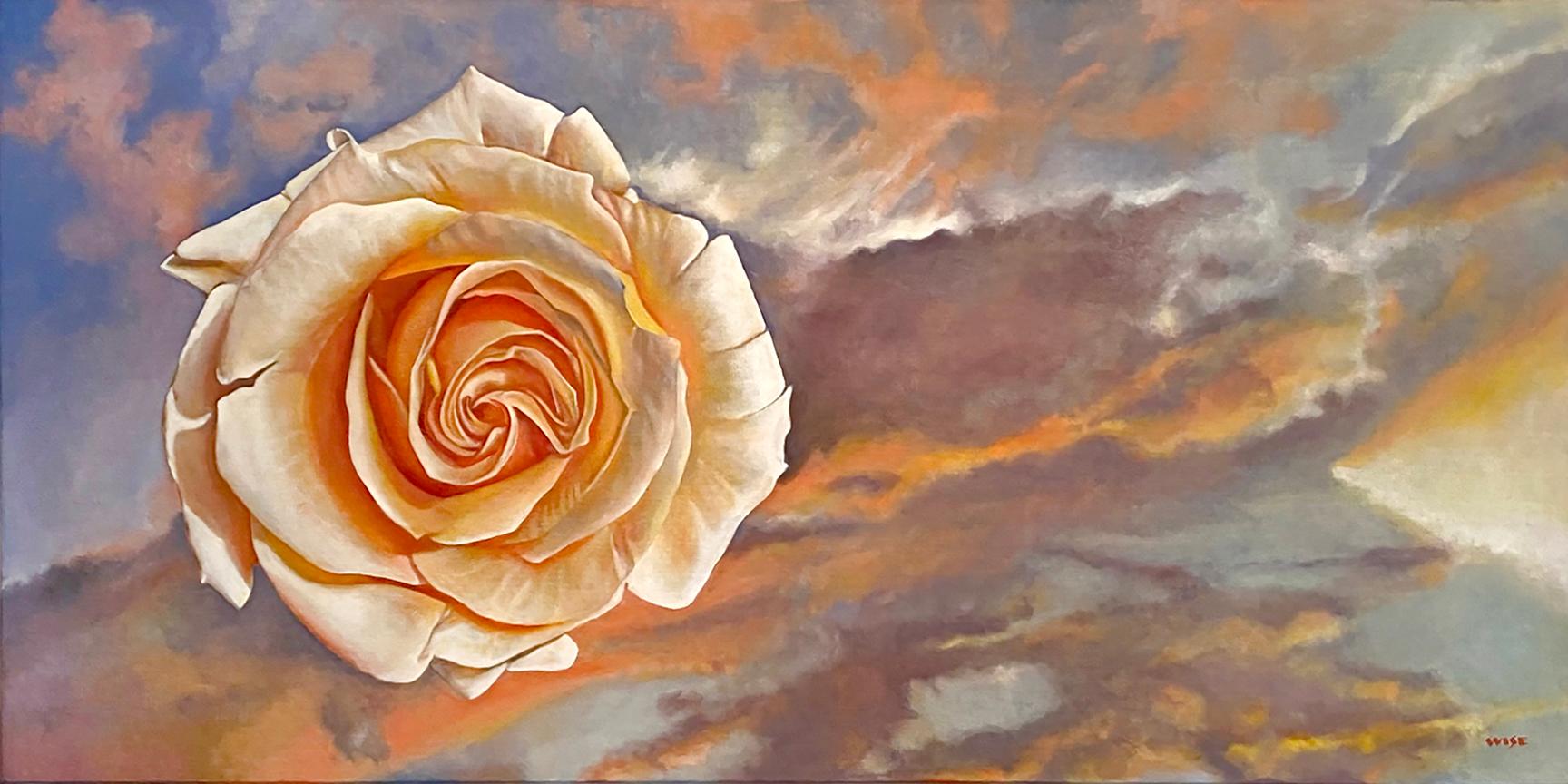 Jim Wise Still-Life Painting - "Pilgrimage" - floral painting, skyscape, realism - Georgia O'Keeffe