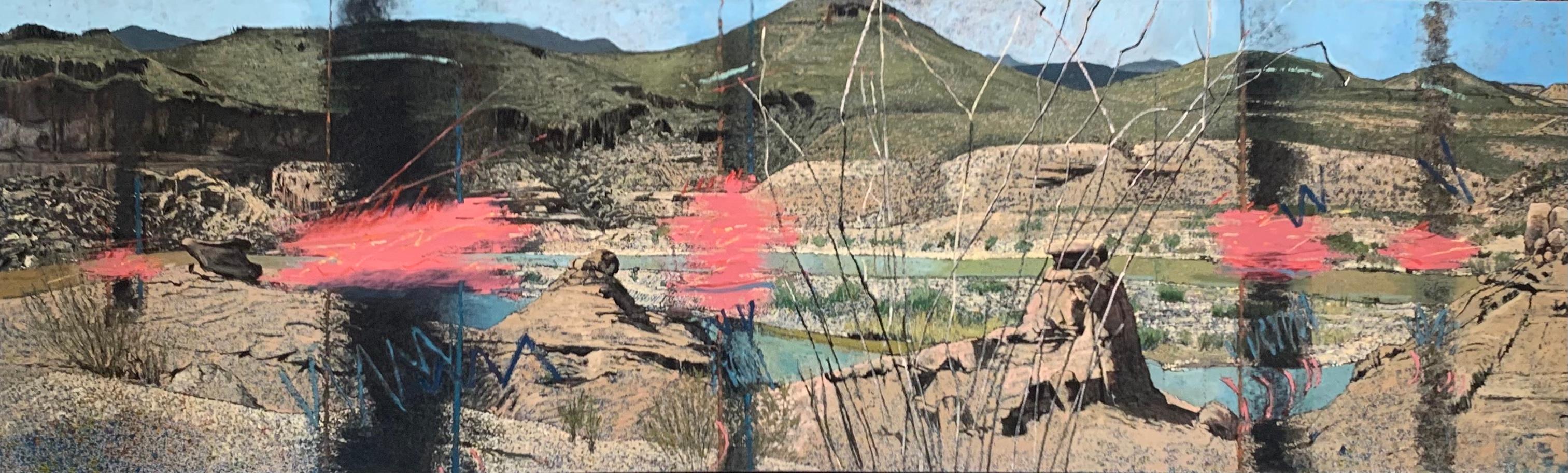 Landscape Painting Jim Woodson - Peinture à l'huile d'un paysage abstrait