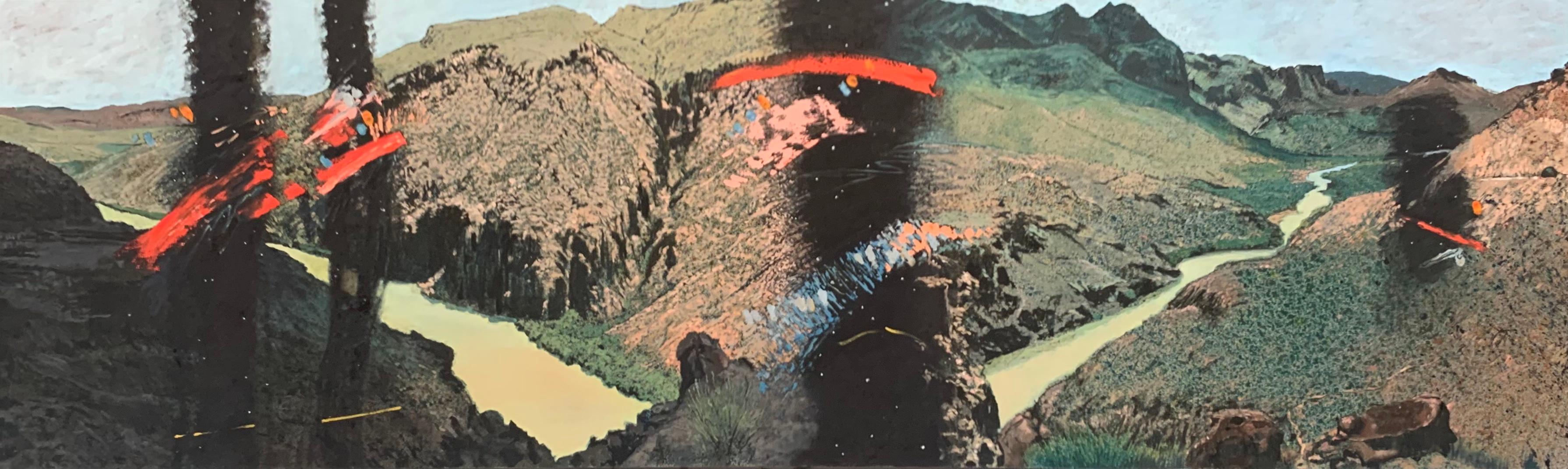 Landscape Painting Jim Woodson - Peinture à l'huile abstraite de montagne