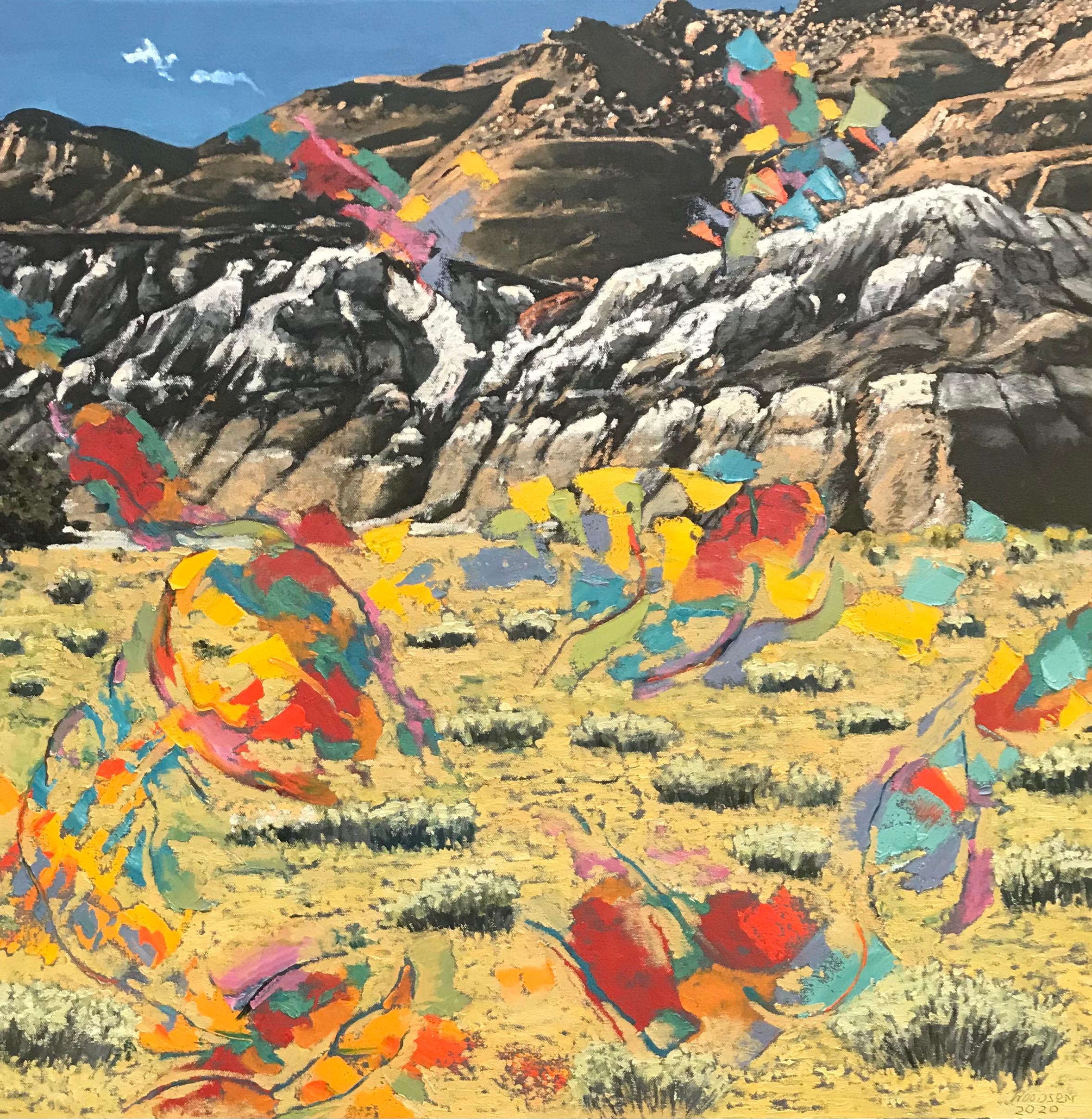 Jim Woodson Landscape Painting - Colorful Rocky Landscape Oil Piece