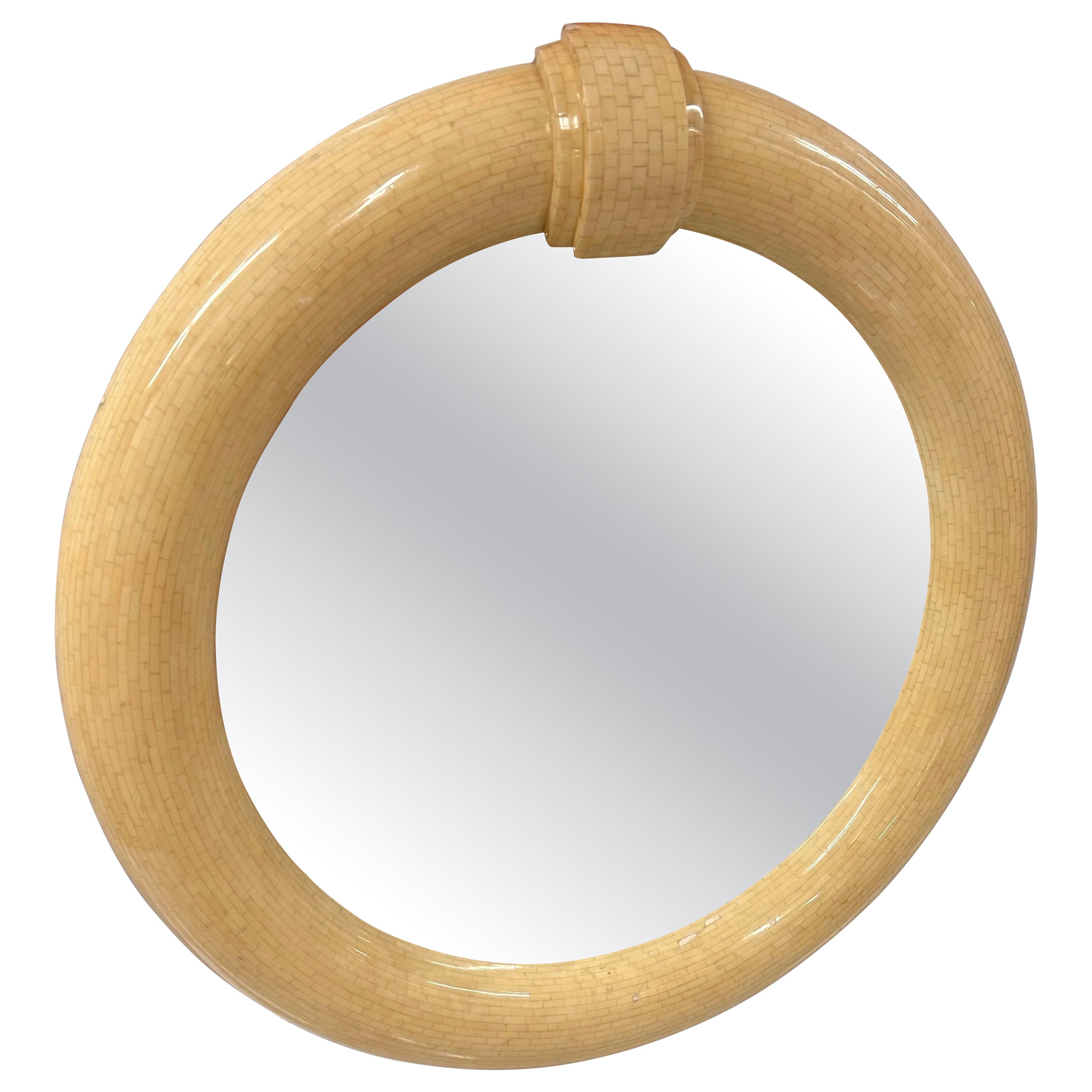Jimeco large bone mirror circa 1980. Signed