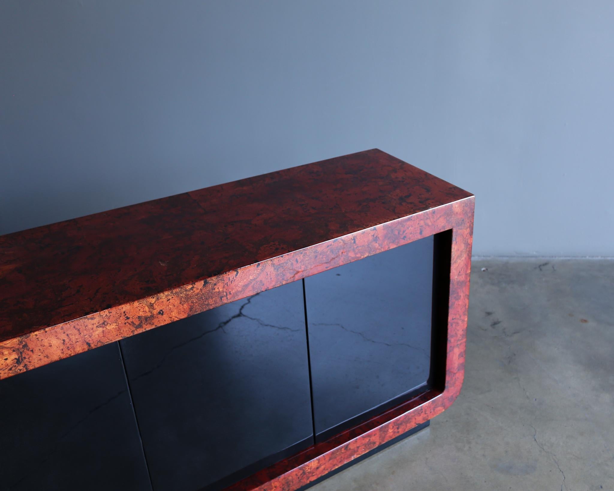 Jimeco ltda Lacquered Cork Credenza, Columbia, circa 1990 In Good Condition In Costa Mesa, CA