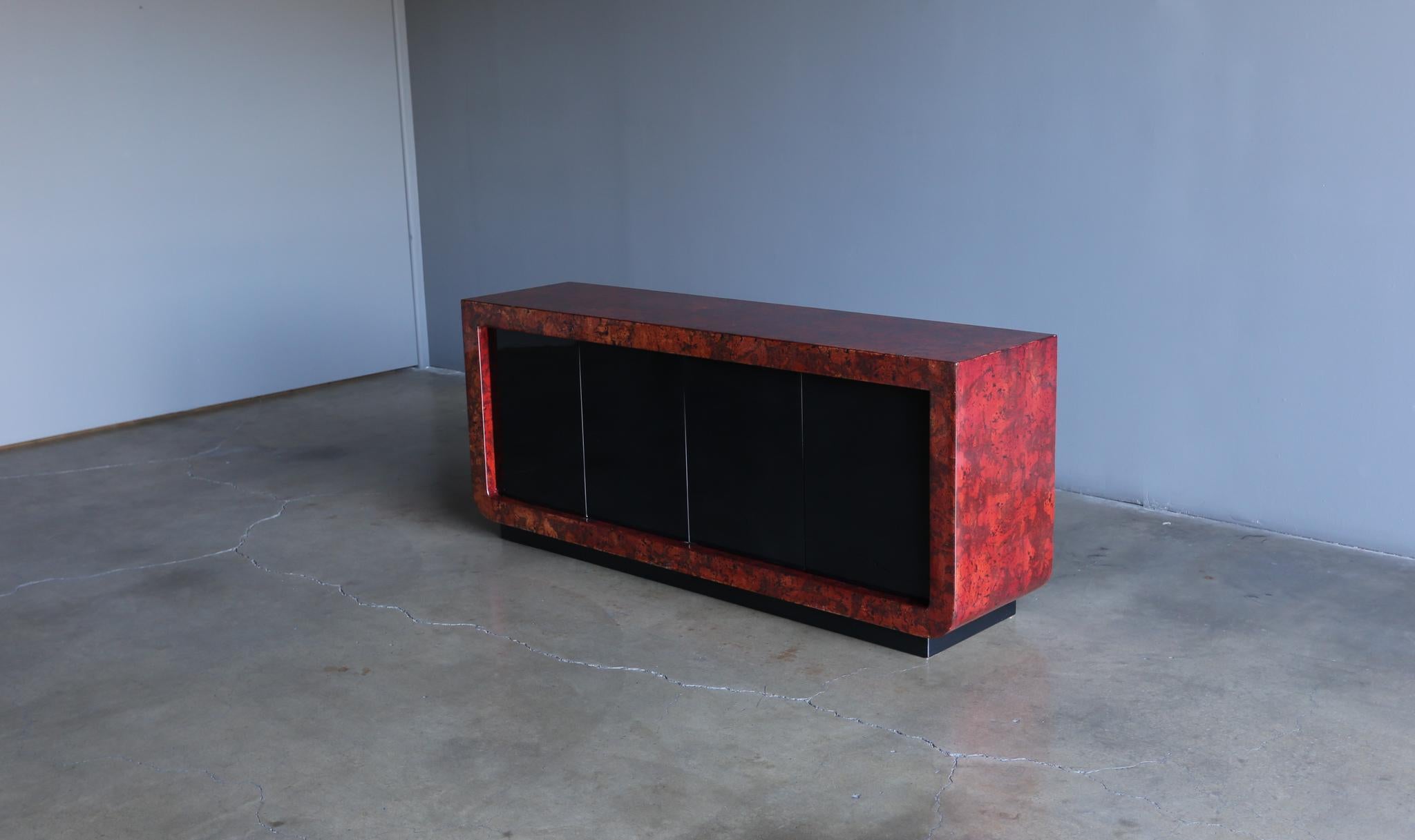 Wood Jimeco ltda Lacquered Cork Credenza, Columbia, circa 1990