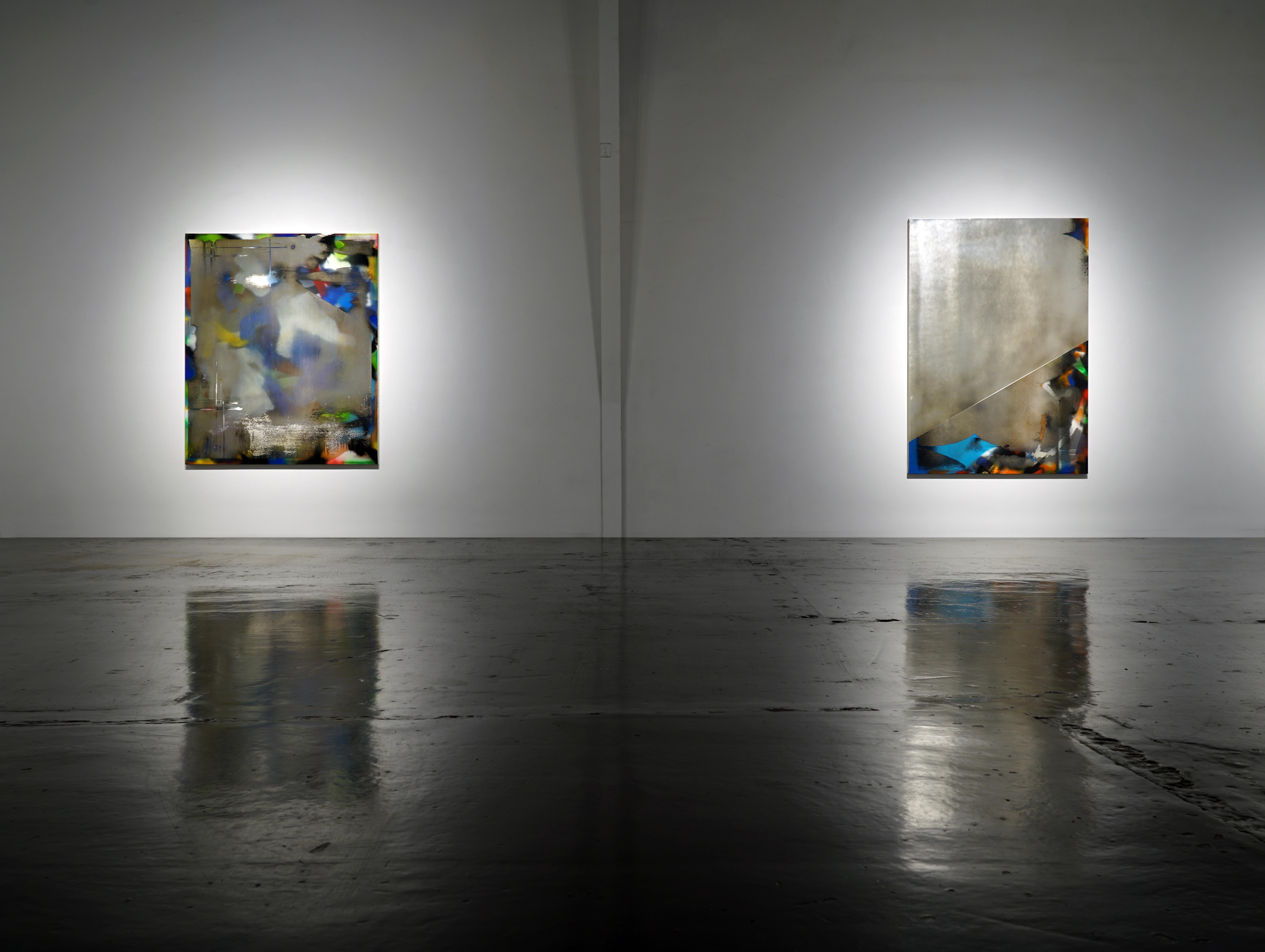 Water Lilies - Silver Abstract Painting by Jimi Gleason