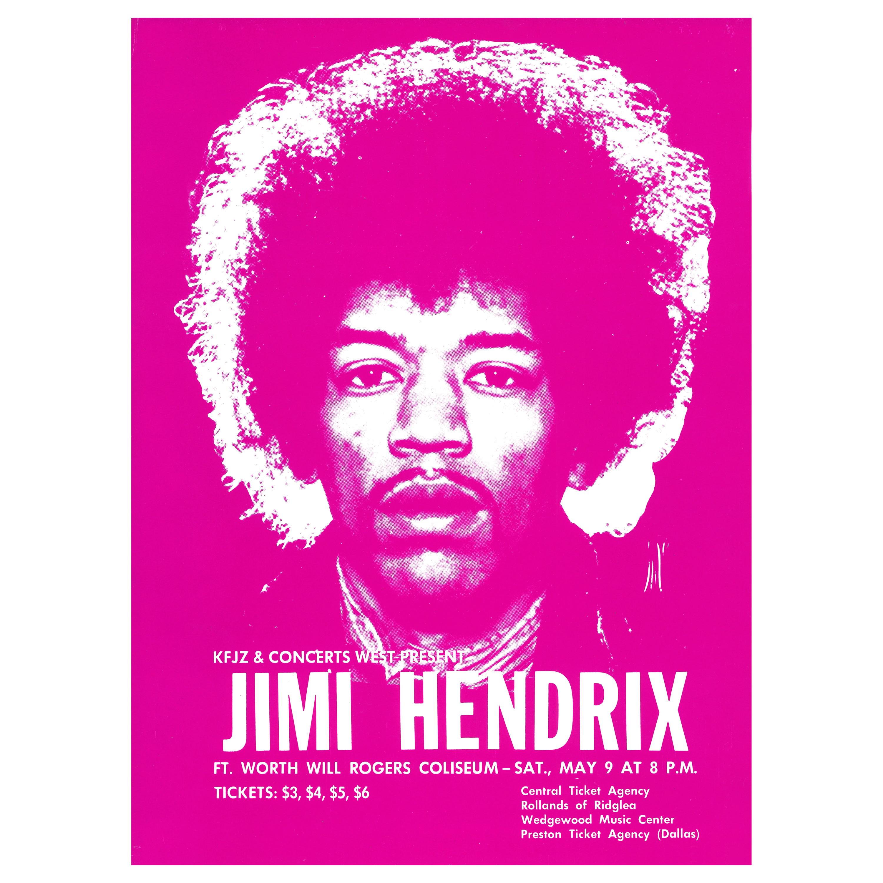 Jimi Hendrix Original Vintage Concert Handbill Poster, Ft. Worth, Texas, 1970