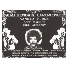 Jimi Hendrix Original Retro Concert Handbill Poster, Seattle, 1968