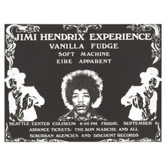 Jimi Hendrix Original Vintage Concert Handbill Poster, Seattle, 1968