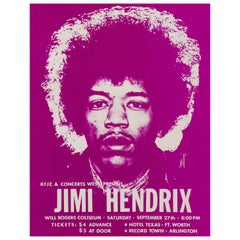 Jimi Hendrix Original Used Concert Handbill, Ft. Worth, Texas, 1969