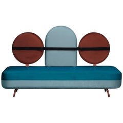 Jimi Sofa in Blue and Red Velvet and Upholstery