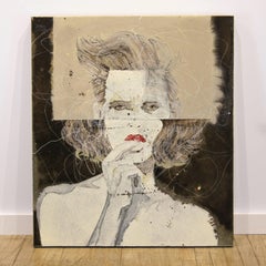 Drip-Painted Portrait Art 'Live High II' Man/Woman Artwork, Urban Expressionism