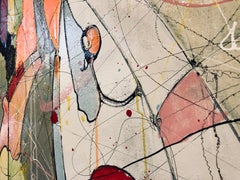 Massive Drip-Painted Floral Abstract Art 'Shadow Color' Urban Expressionism