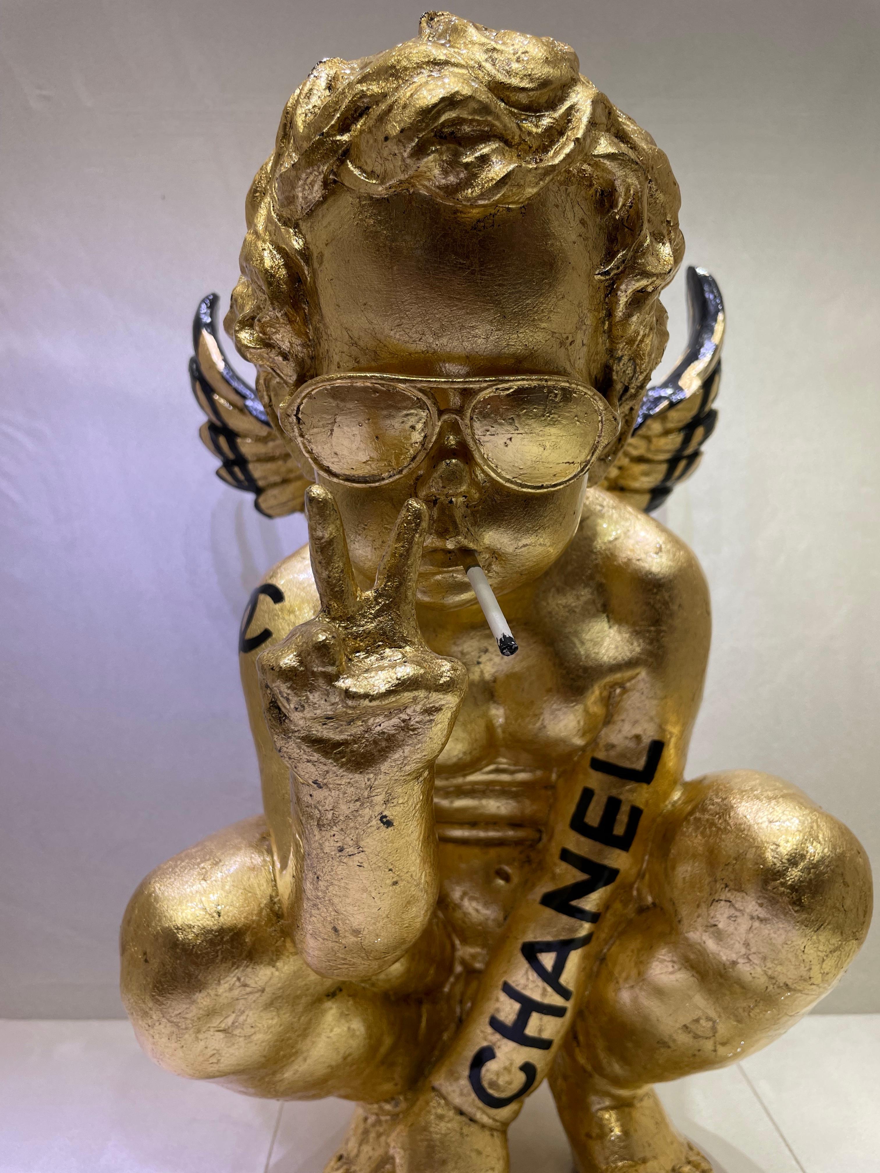 jimmie martin Figurative Sculpture - Gold Angel - Chanel Tribute