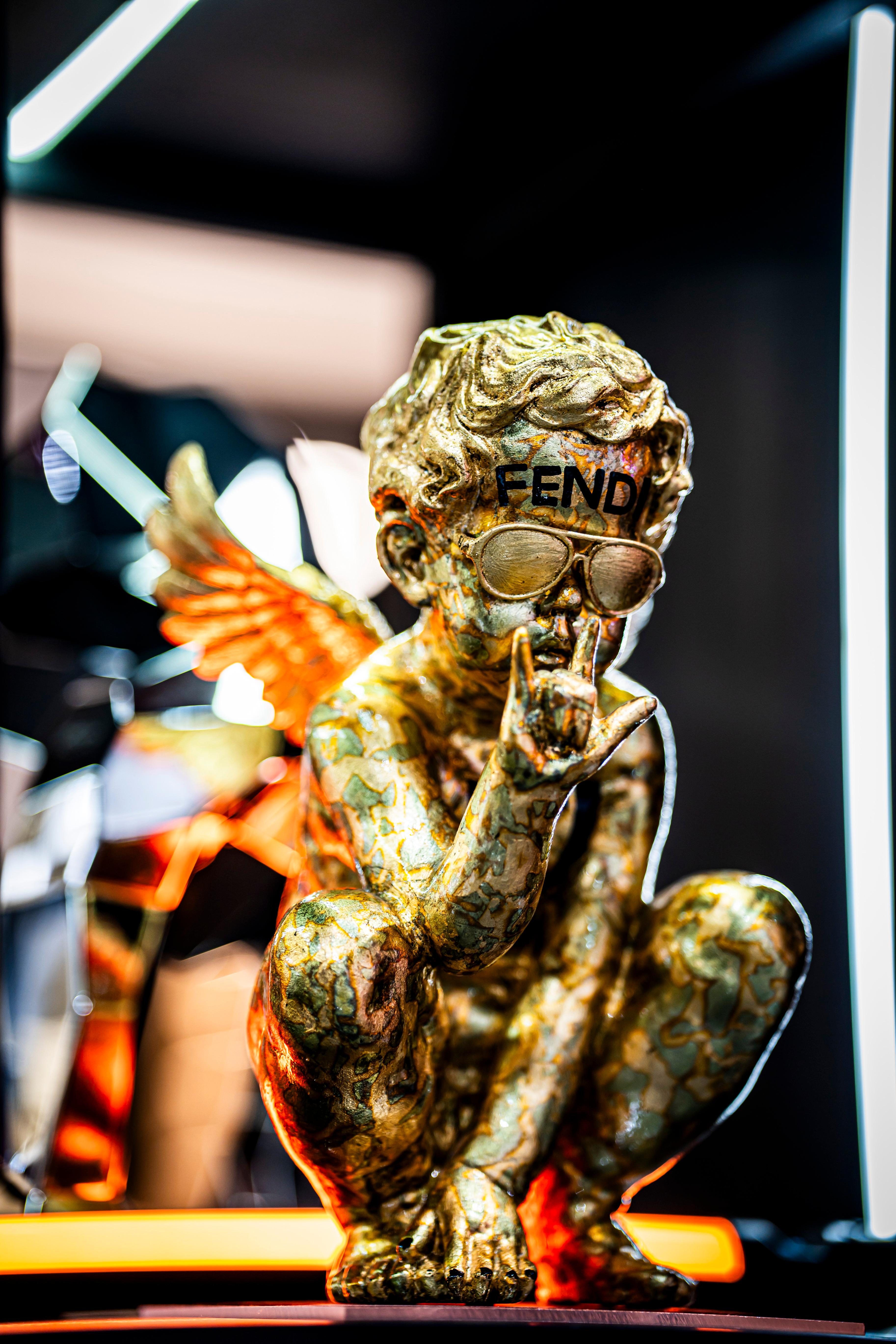 jimmie martin Figurative Sculpture - Gold Angel - Gucci Tribute