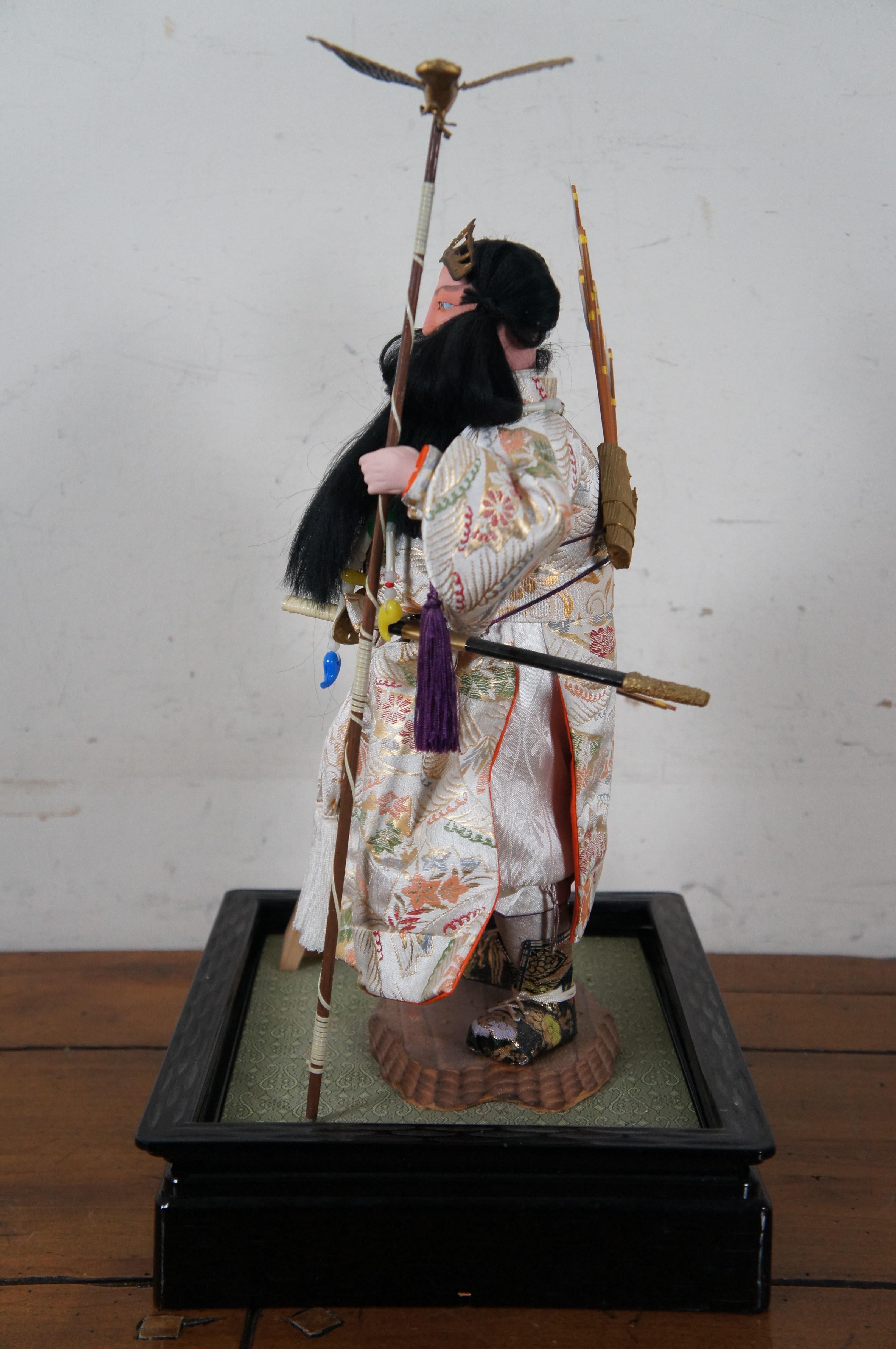 20ième siècle Jimmu Tenno Empereur Japonais Porcelaine Bisque Poupée Samouraï Figurine 18