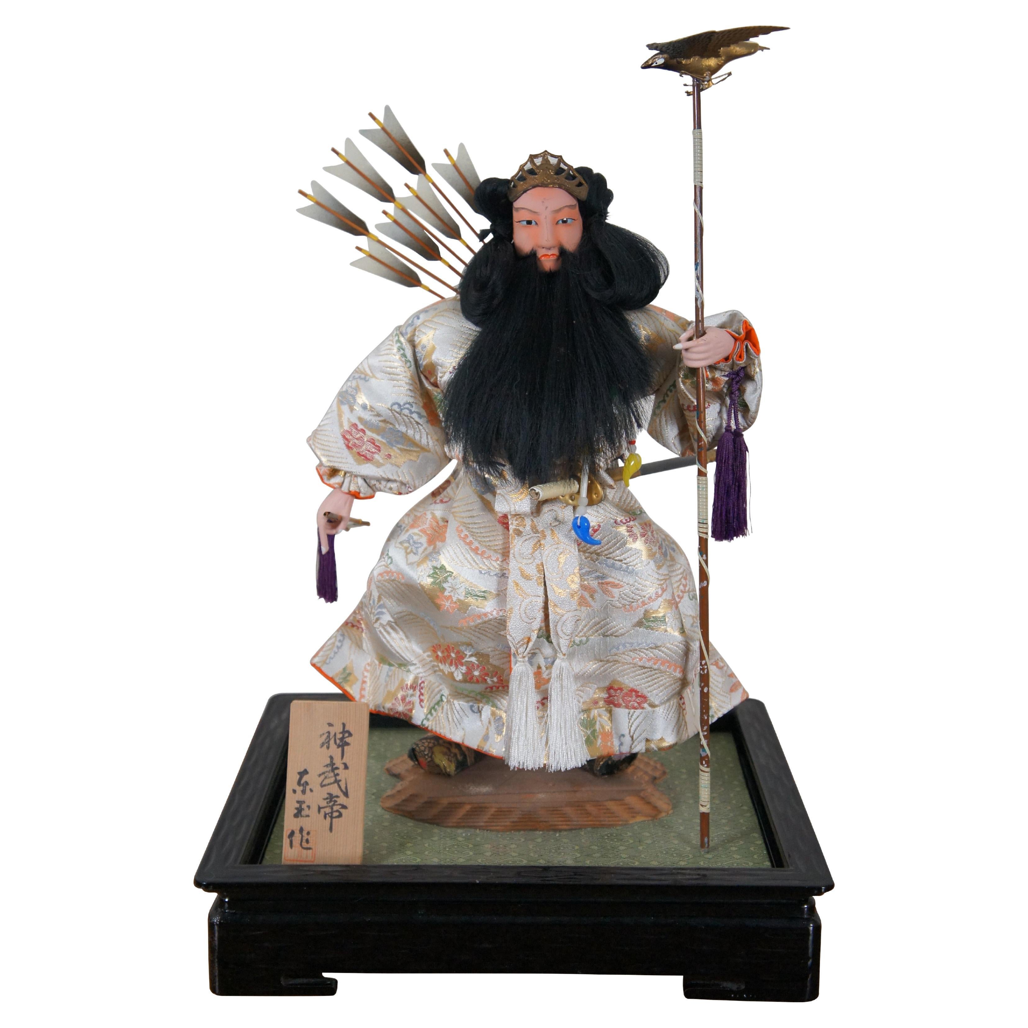 Jimmu Tenno Japanese Emperor Porcelain Bisque Samurai Doll Figurine 18" For Sale
