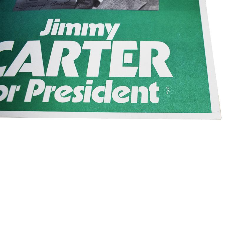 Mid-Century Modern Jimmy Carter Political Flyer Print Copy in Green for Oklahoma Campaign