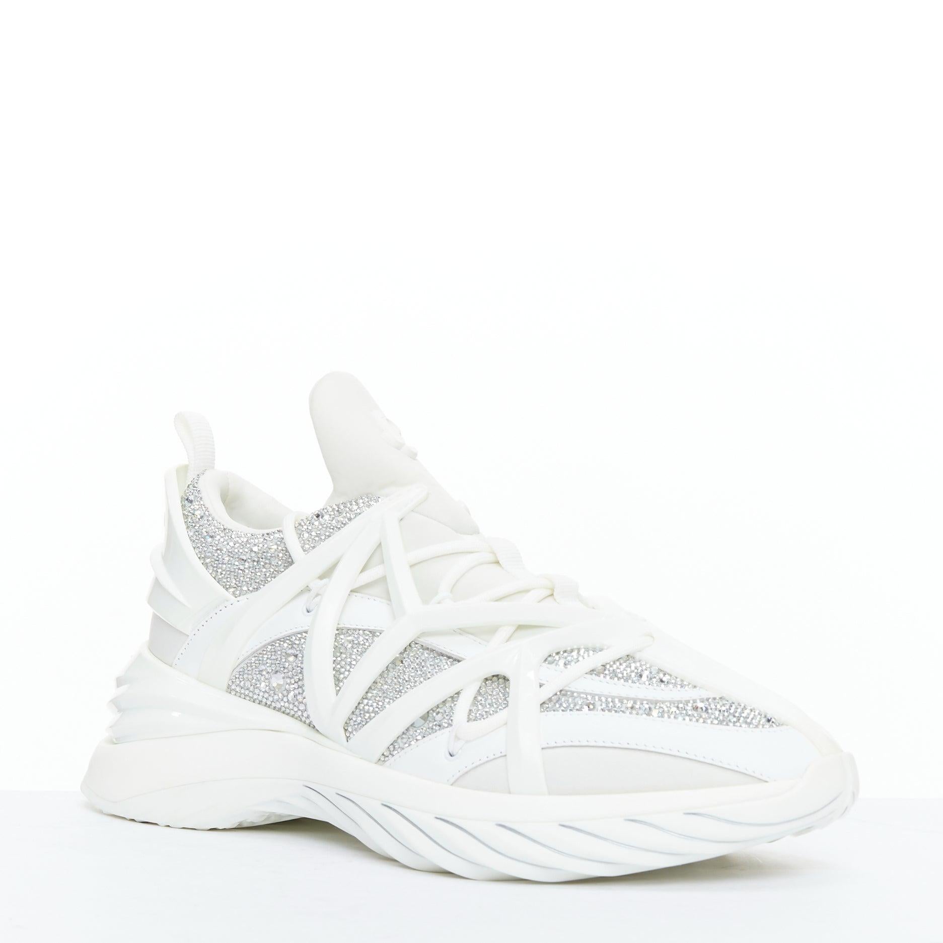 JIMMY CHOO 2024 Cosmos white crystal round toe lace up sneakers EU39
Reference: AAWC/A01344
Brand: Jimmy Choo
Model: Cosmos
Material: Rubber, Fabric
Color: White, Clear
Pattern: Crystals
Closure: Lace Up
Lining: White Fabric
Extra Details: white