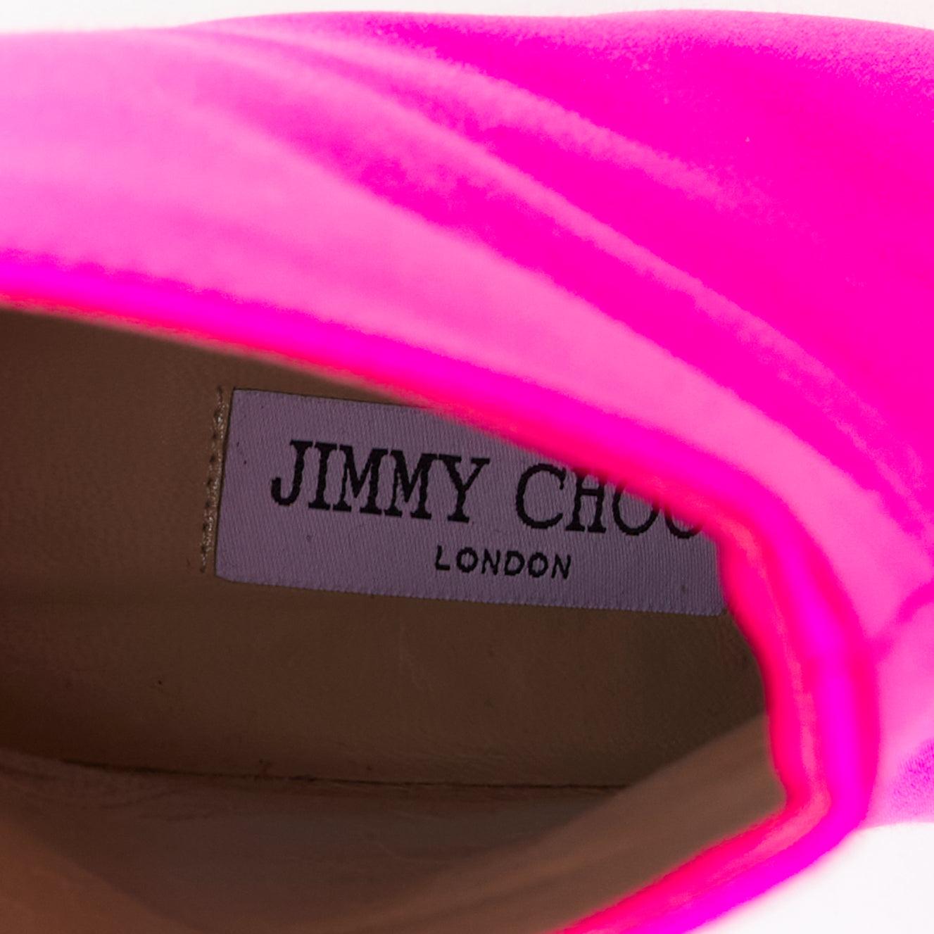 JIMMY CHOO Agathe 100 rosa Satin, spitz zulaufend, hochhackige Stiefel EU39 im Angebot 6