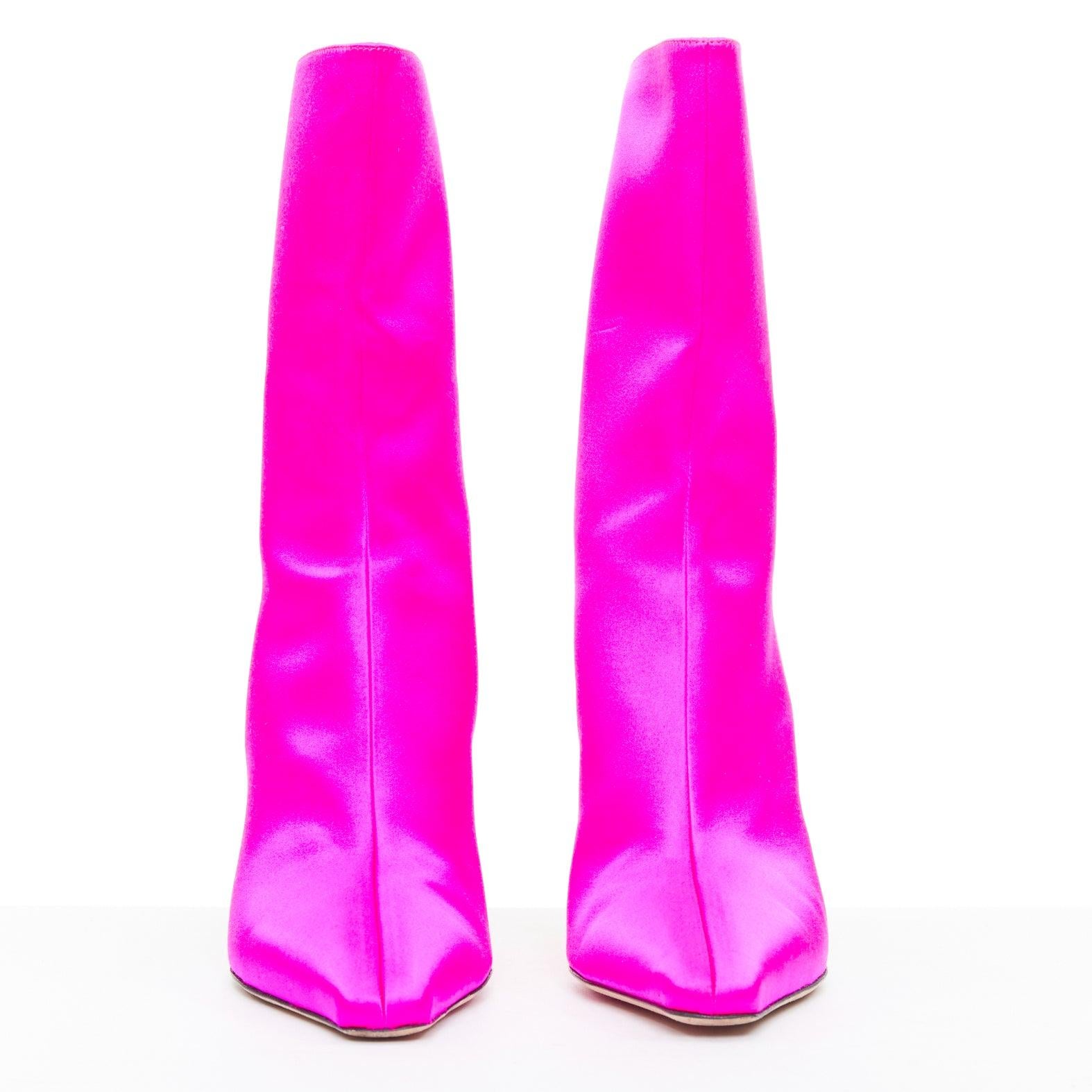 JIMMY CHOO Agathe 100 rosa Satin, spitz zulaufend, hochhackige Stiefel EU39 (Pink) im Angebot