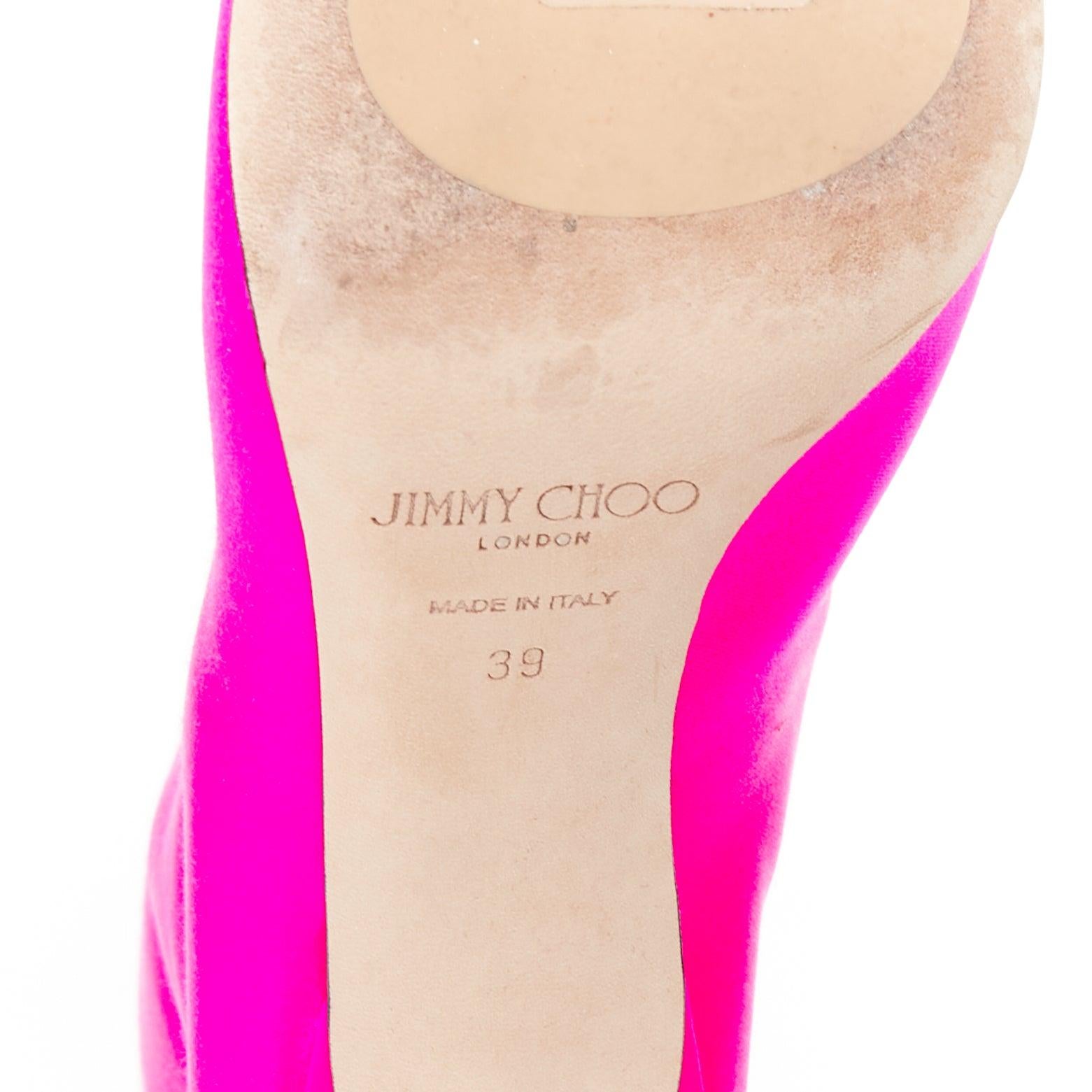 JIMMY CHOO Agathe 100 rosa Satin, spitz zulaufend, hochhackige Stiefel EU39 im Angebot 4