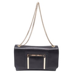 Borsa a tracolla Jimmy Choo Alba con rifiniture in pelle di serpente, in pelle nera