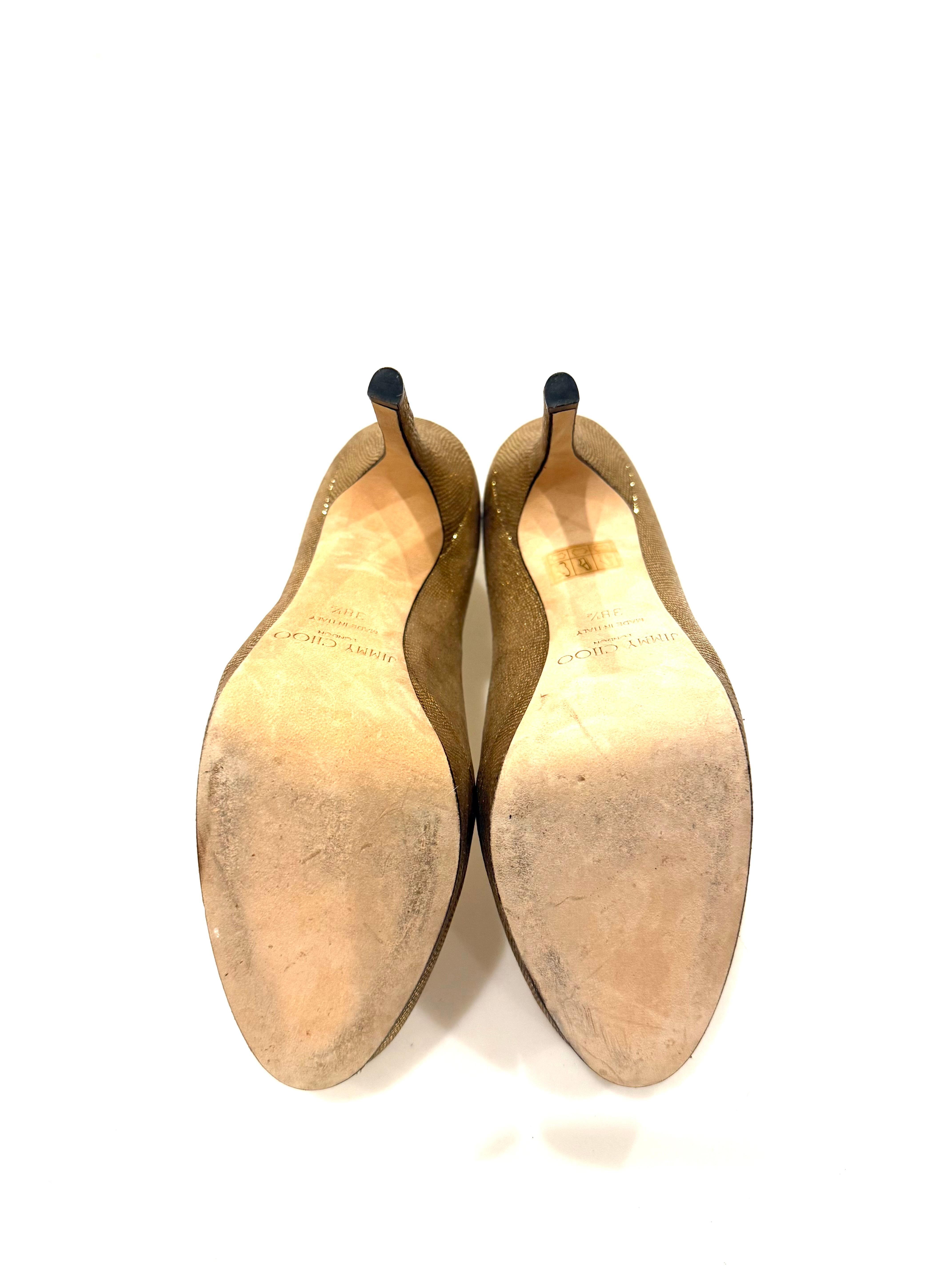 Tacón de plataforma dorado con purpurina Alex de Jimmy Choo  Talla 38.5 en venta 5