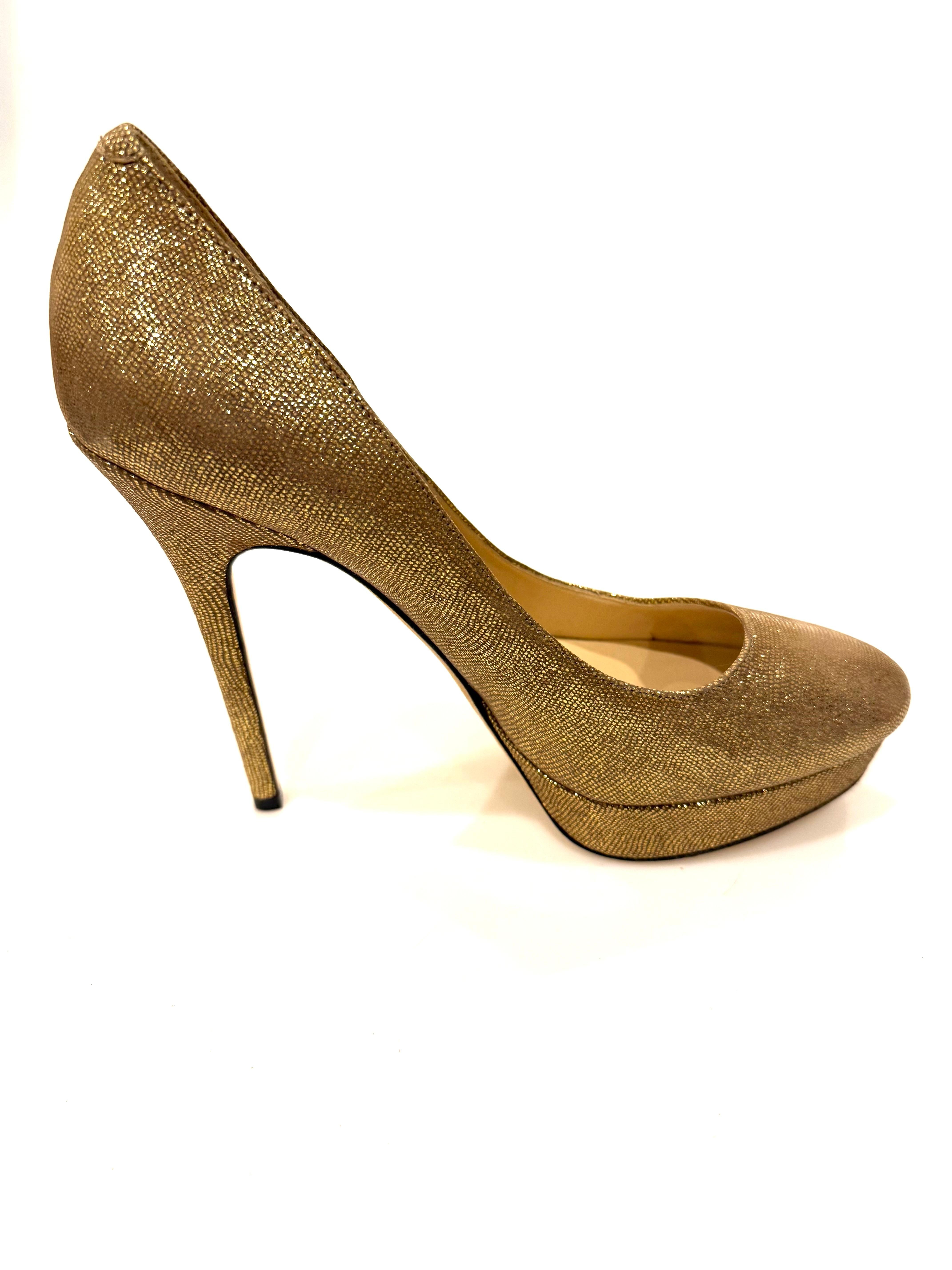 De las mujeres Tacón de plataforma dorado con purpurina Alex de Jimmy Choo  Talla 38.5 en venta