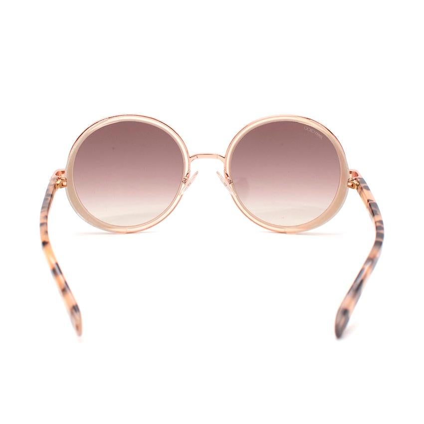 Jimmy Choo Andie Glitter Trim Rose Gold Sunglasses In Excellent Condition For Sale In London, GB
