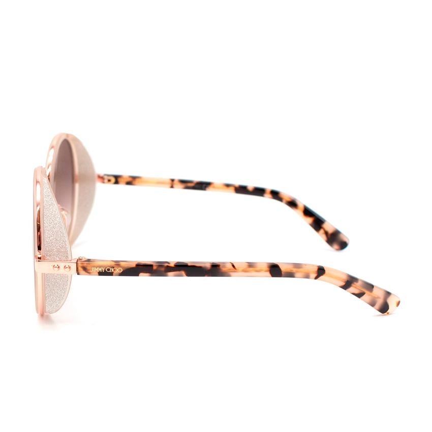 Women's Jimmy Choo Andie Glitter Trim Rose Gold Sunglasses For Sale