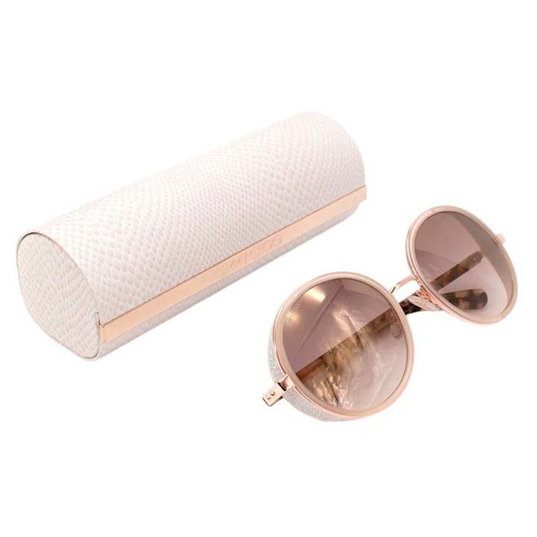 Jimmy Choo Andie Glitter Trim Rose Gold Sunglasses For Sale  display picture 1