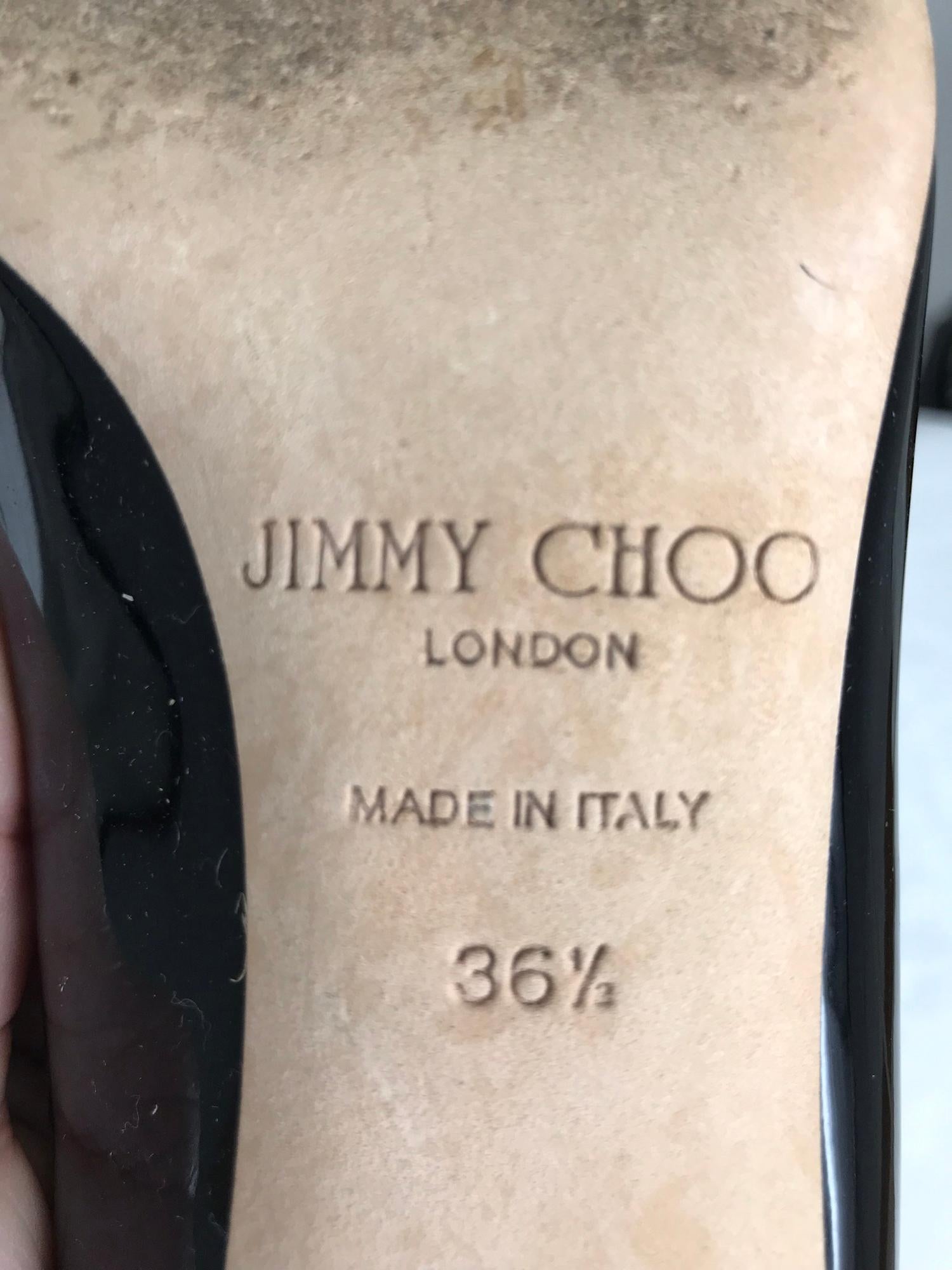 De las mujeres Jimmy Choo Anejo Patent Napa Metal Pointy Toe Pump  36 1/2 en venta