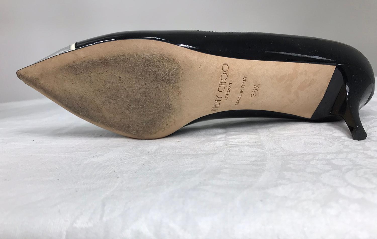 Jimmy Choo Anejo Patent Napa Metal Pointy Toe Pump 36 1/2 For Sale at ...