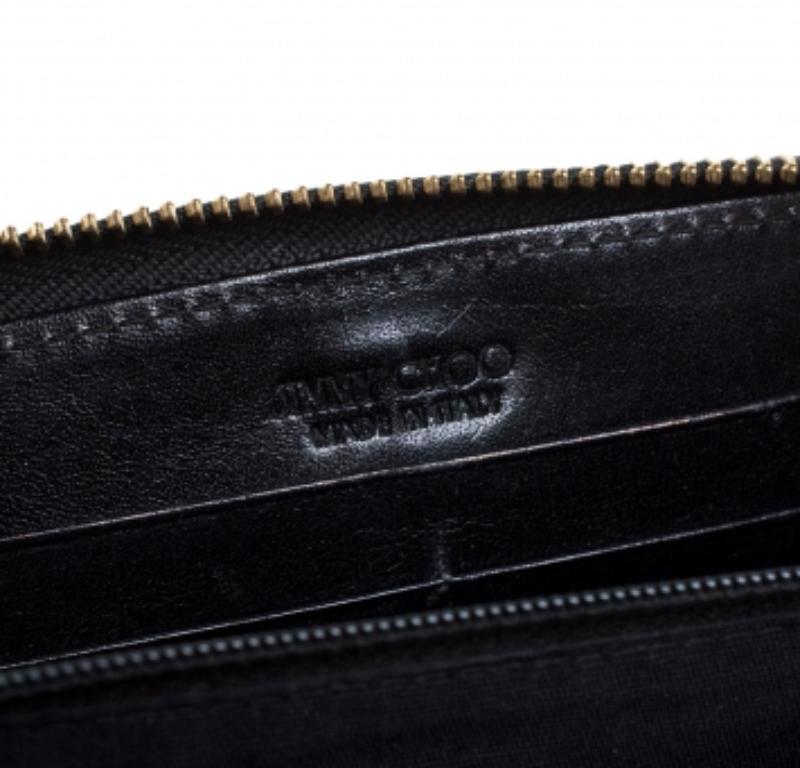 Brown Jimmy Choo Animal Print Calf Hair Zip Around Wallet For Sale