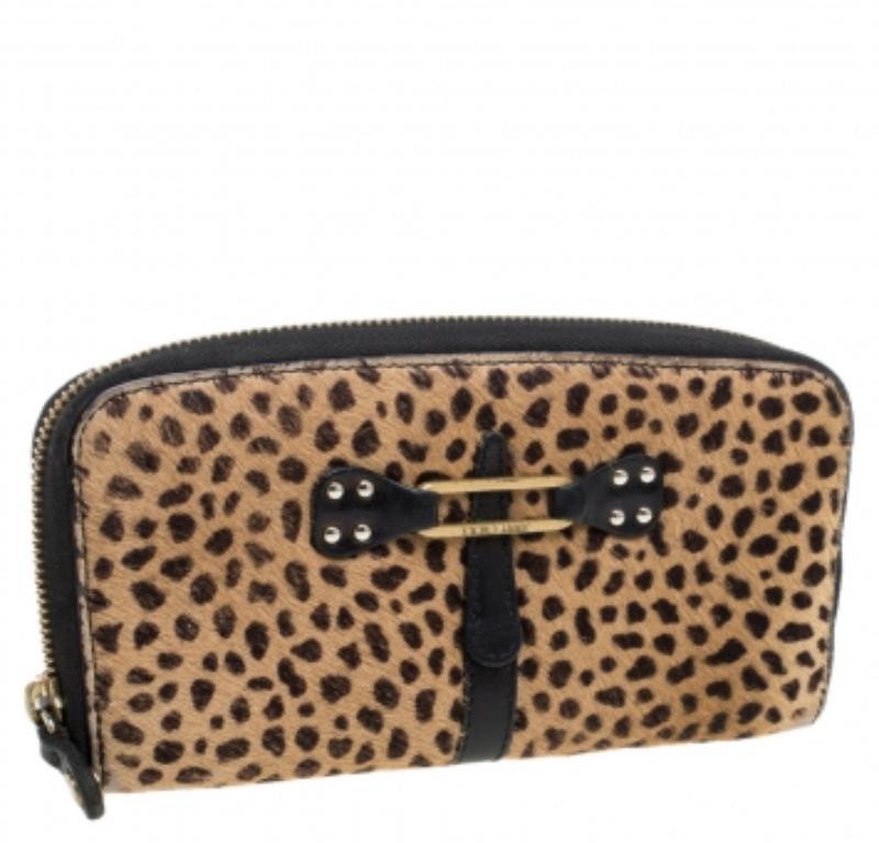 Women's Jimmy Choo Animal Print Calf Hair Zip Around Wallet For Sale