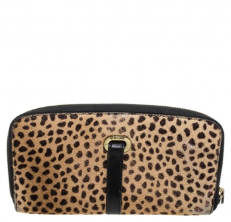 Jimmy Choo Animal Print Calf Hair Zip Around Wallet For Sale 1