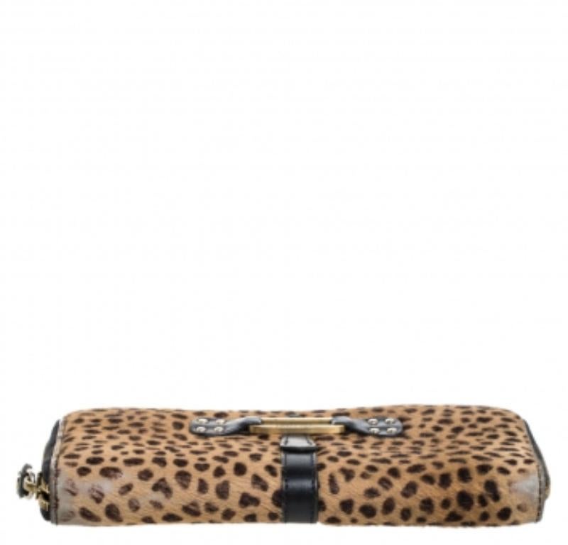 Jimmy Choo Animal Print Calf Hair Zip Around Wallet For Sale 2