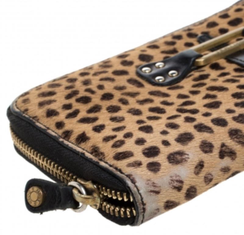Jimmy Choo Animal Print Calf Hair Zip Around Wallet For Sale 3