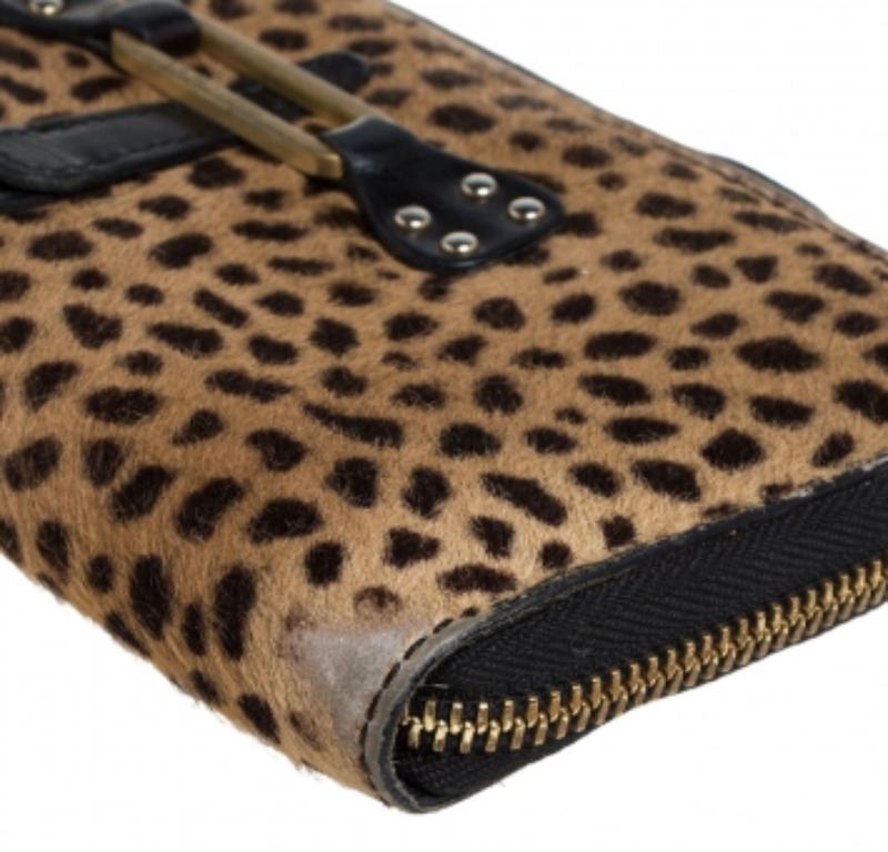 Jimmy Choo Animal Print Calf Hair Zip Around Wallet For Sale 4