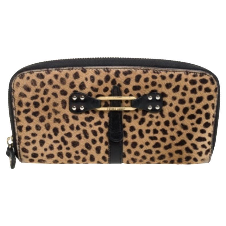 Jimmy Choo Animal Print Calf Hair Zip Around Wallet For Sale
