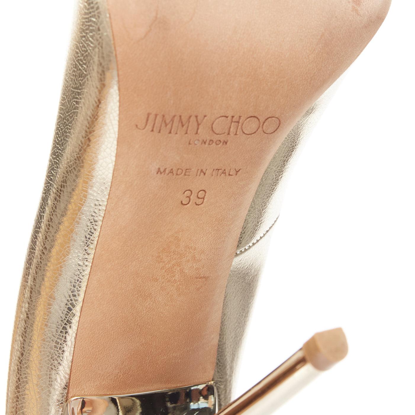 JIMMY CHOO Anouk gold metallic leather classic pointy toe stiletto pumps EU39 For Sale 6
