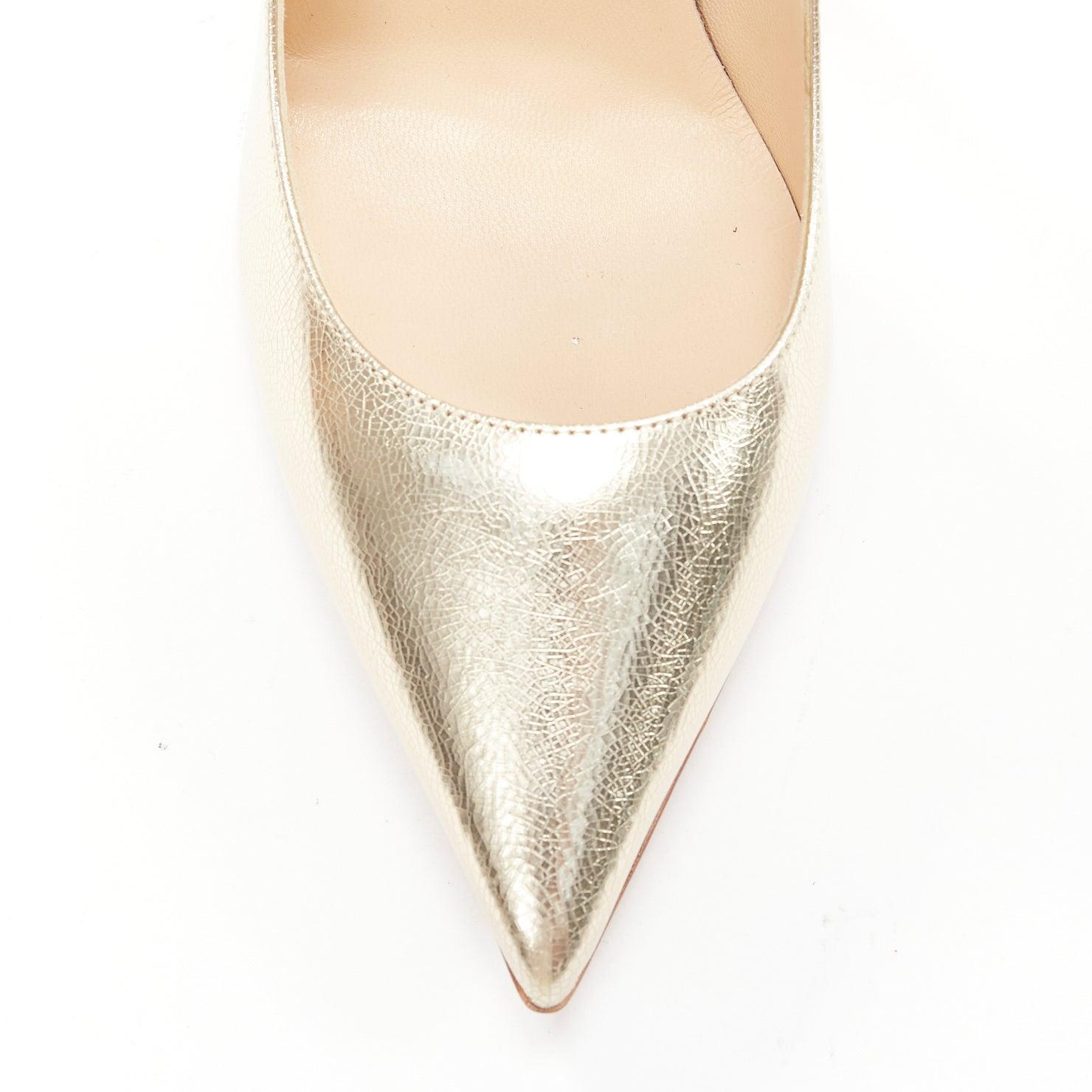 JIMMY CHOO Anouk gold metallic leather classic pointy toe stiletto pumps EU39 For Sale 2