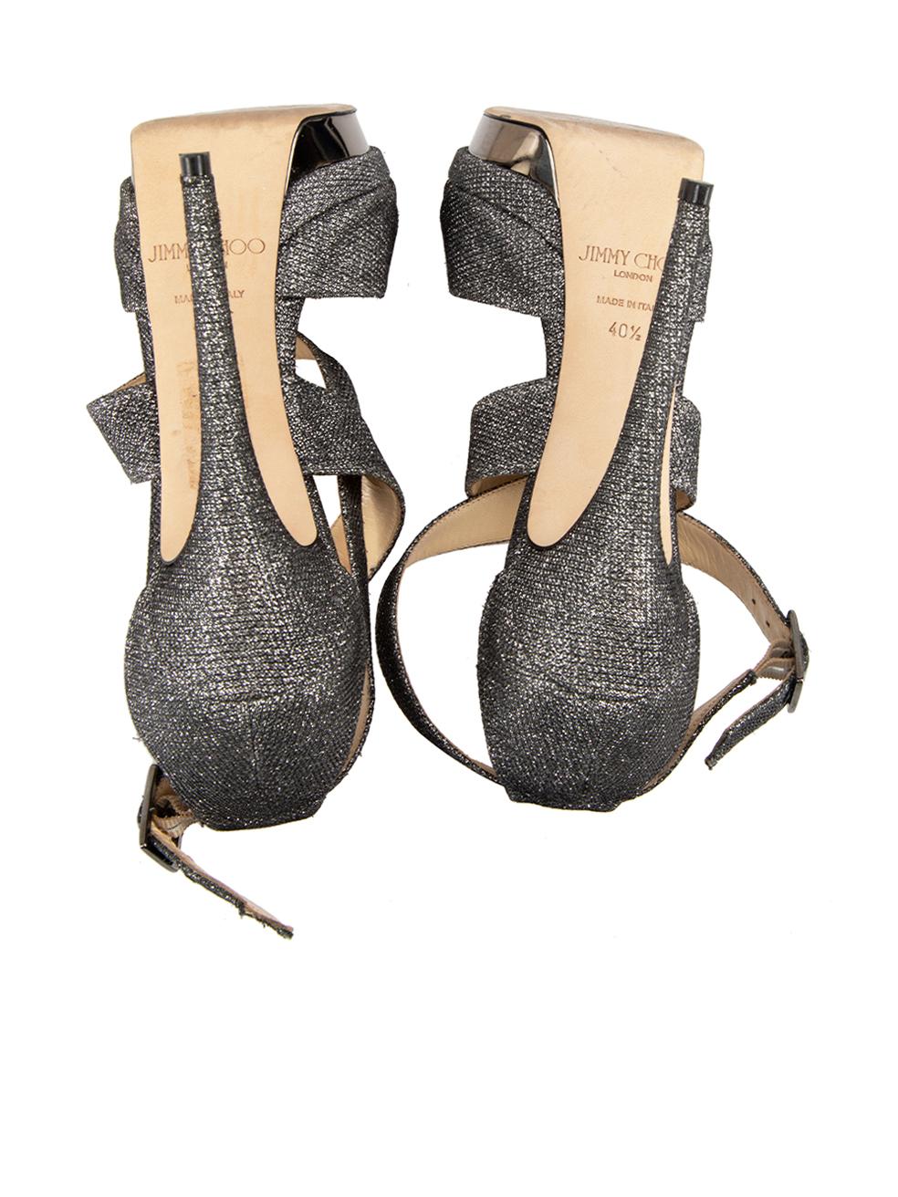 Women's Jimmy Choo Anthracite Glitter Heeled Sandals Size IT 40.5