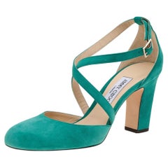 Jimmy Choo Aqua Blau Wildleder Cleo 85 Sandalen Größe 39,5