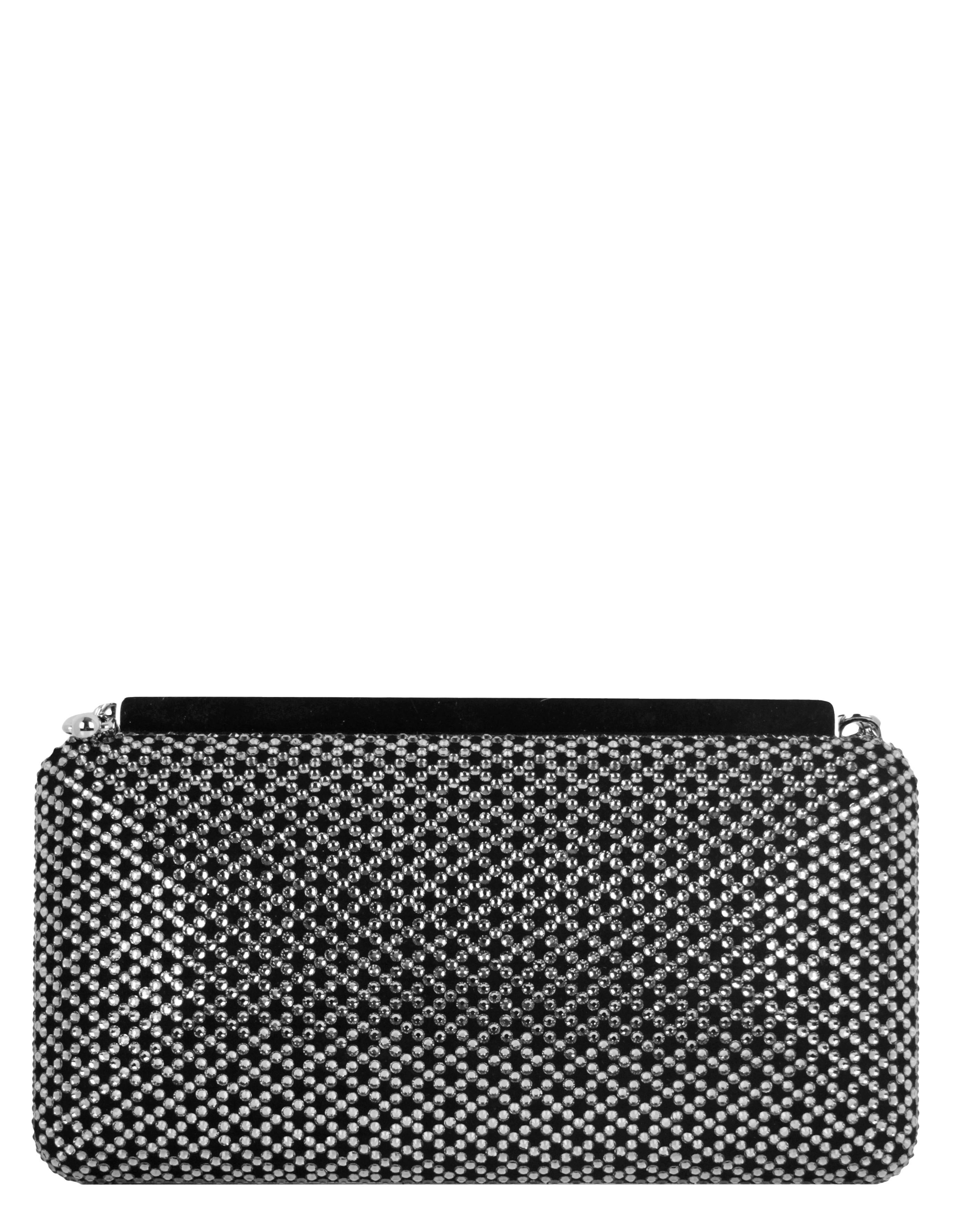 Jimmy Choo Back/ Grey Ellipse Crystal-Embellished Clutch /Shoulder Bag In Excellent Condition In New York, NY