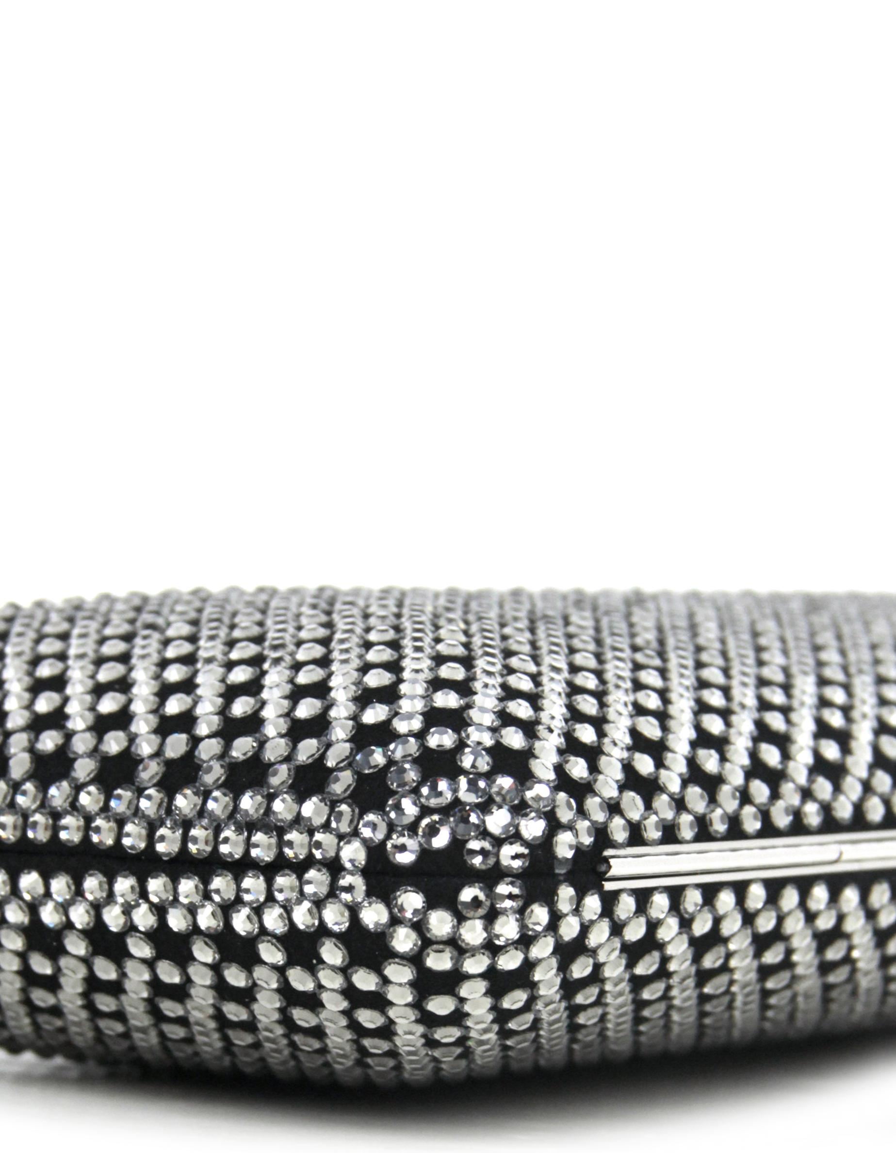 Jimmy Choo Back/ Grey Ellipse Crystal-Embellished Clutch /Shoulder Bag 1