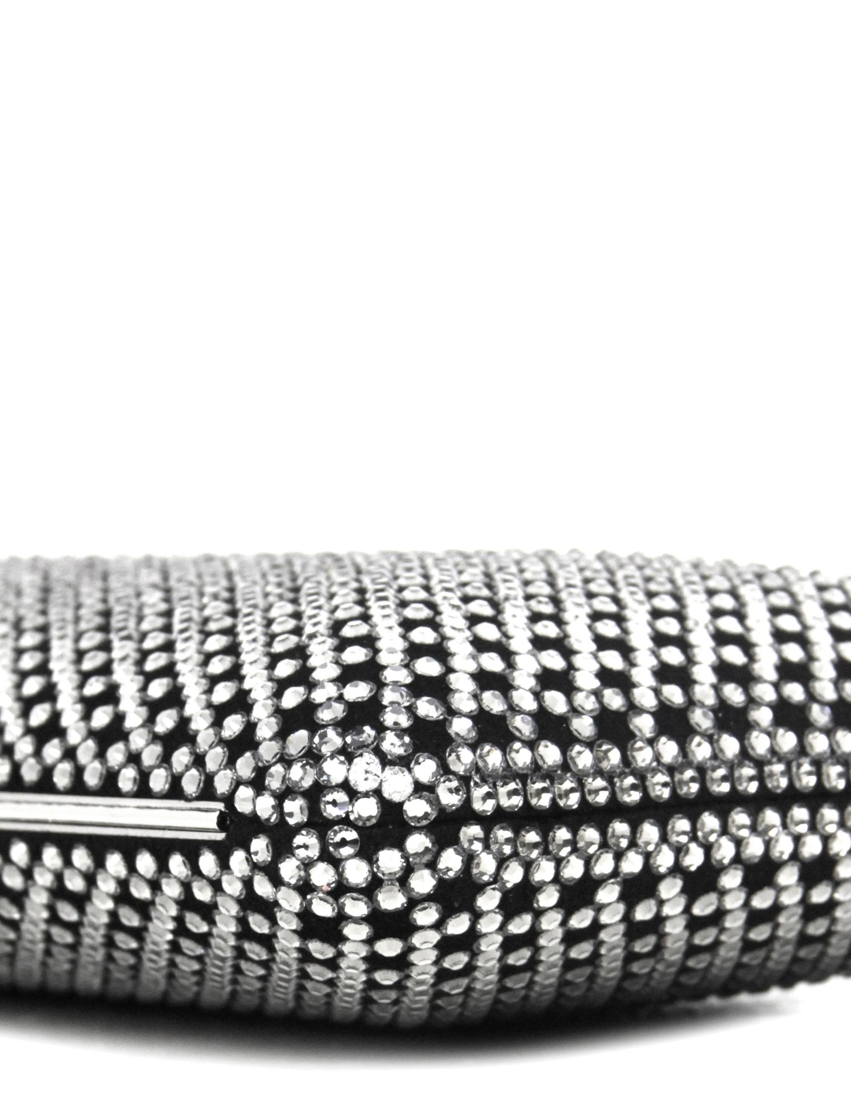 Jimmy Choo Back/ Grey Ellipse Crystal-Embellished Clutch /Shoulder Bag 2